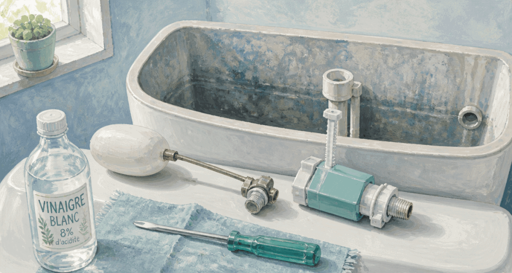 régler flotteur chasse d eau réservoir et outils