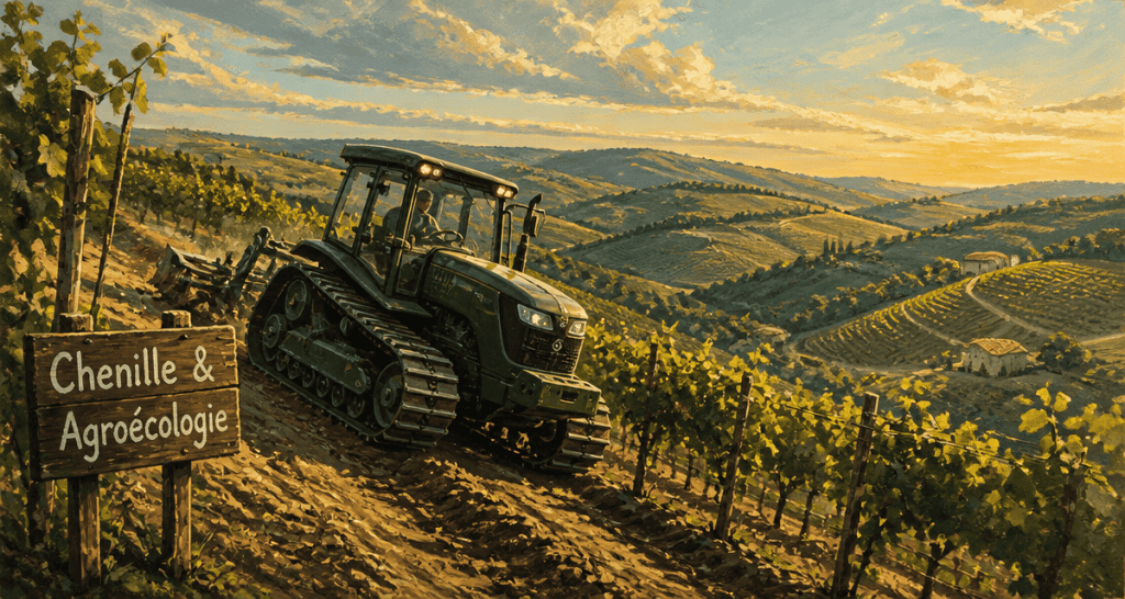 tracteur à chenille sur terrain en pente