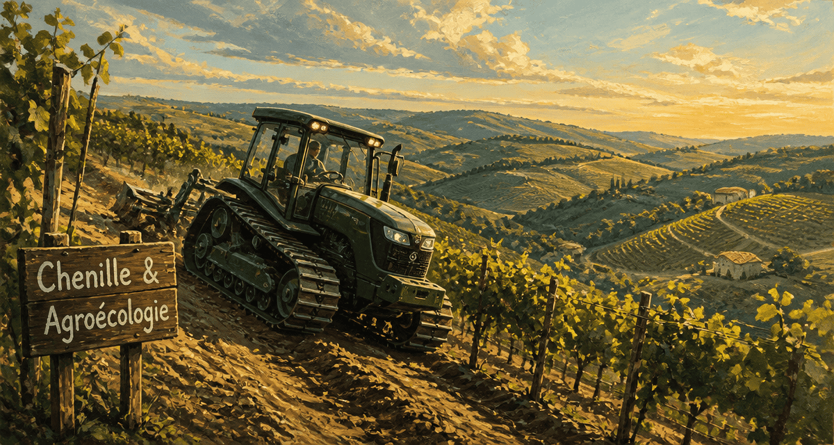 tracteur à chenille sur terrain en pente