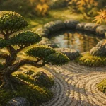 Arbres japonais en niwaki : feuillage taillé en nuages