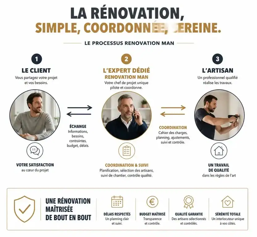 Processus d'accompagnement Renovation Man avis pour vos travaux de rénovation