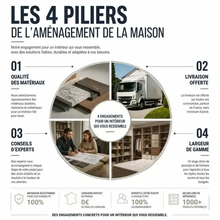 Infographie sur les critères clés pour réussir mon aménagement maison