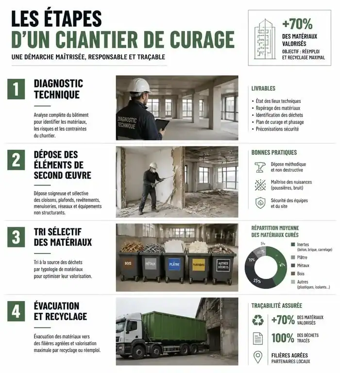 Étapes clés d'un chantier de curage de bâtiment pour la rénovation