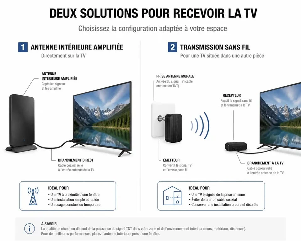 Schéma de fonctionnement d'une antenne sans fil pour TV et transmetteur de signal TNT