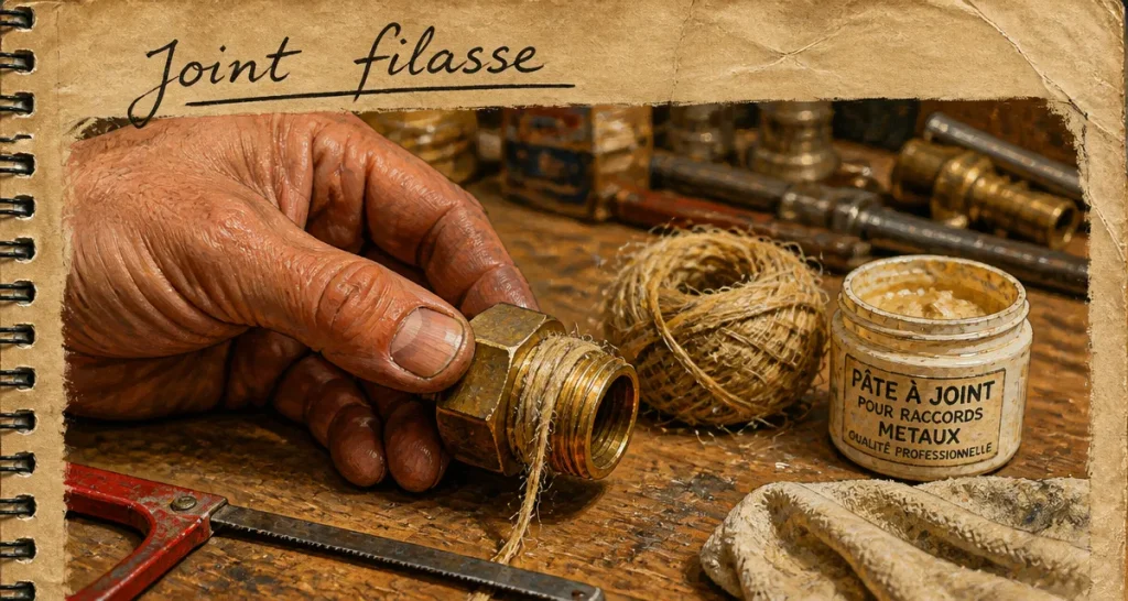 Filasse plomberie pour joint au lin sur raccord laiton