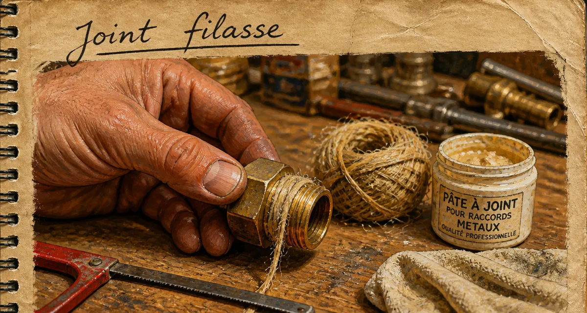 Filasse plomberie pour joint au lin sur raccord laiton