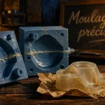 Le moulage : moule silicone ouvert pour pièce en résine, atelier de fonderie