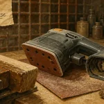 Mini ponceuse électrique sur établi, ponçage du bois en atelier