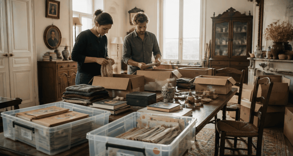 vider maison tri objets salon ancien