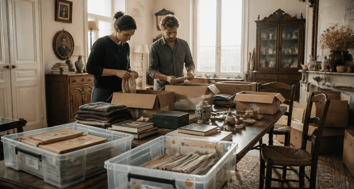 vider maison tri objets salon ancien