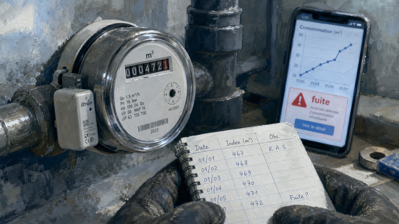 Compteur d eau connecté avec télérelevé et alerte fuite