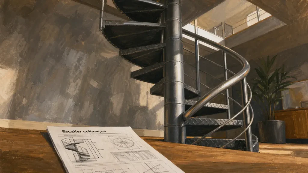 Trémie, diamètre et finitions d’un escalier en colimaçon métallique : les points à valider avant d’acheter