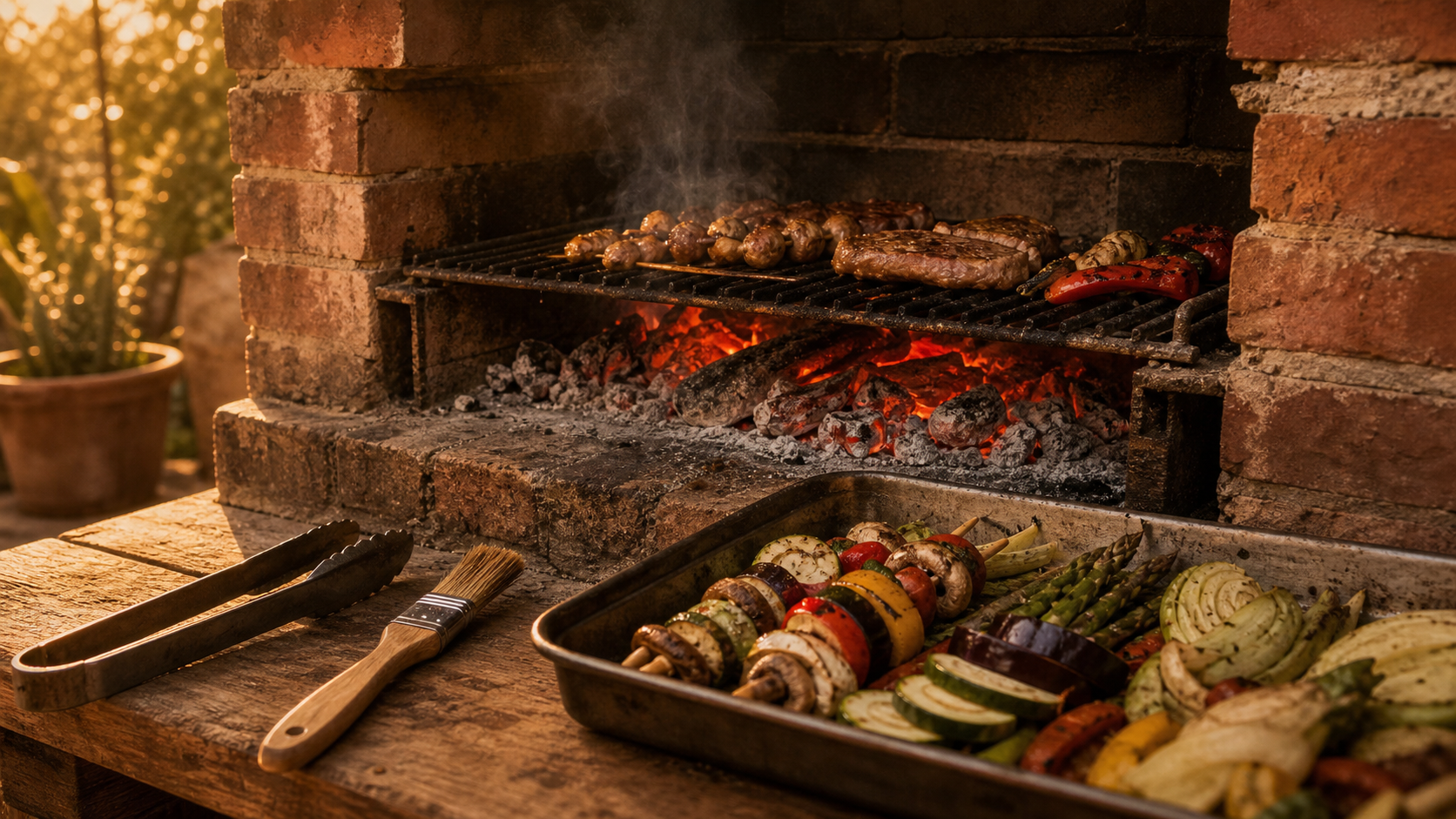 Faire un barbecue maison en briques avec charbon