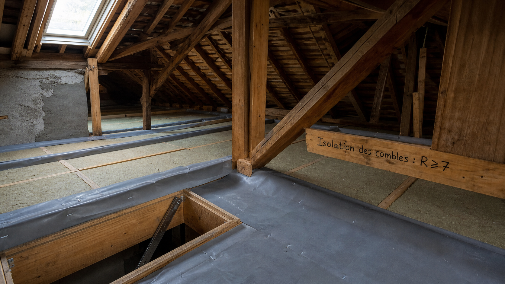 Isolation du grenier : panneaux isolants dans les combles en rénovation