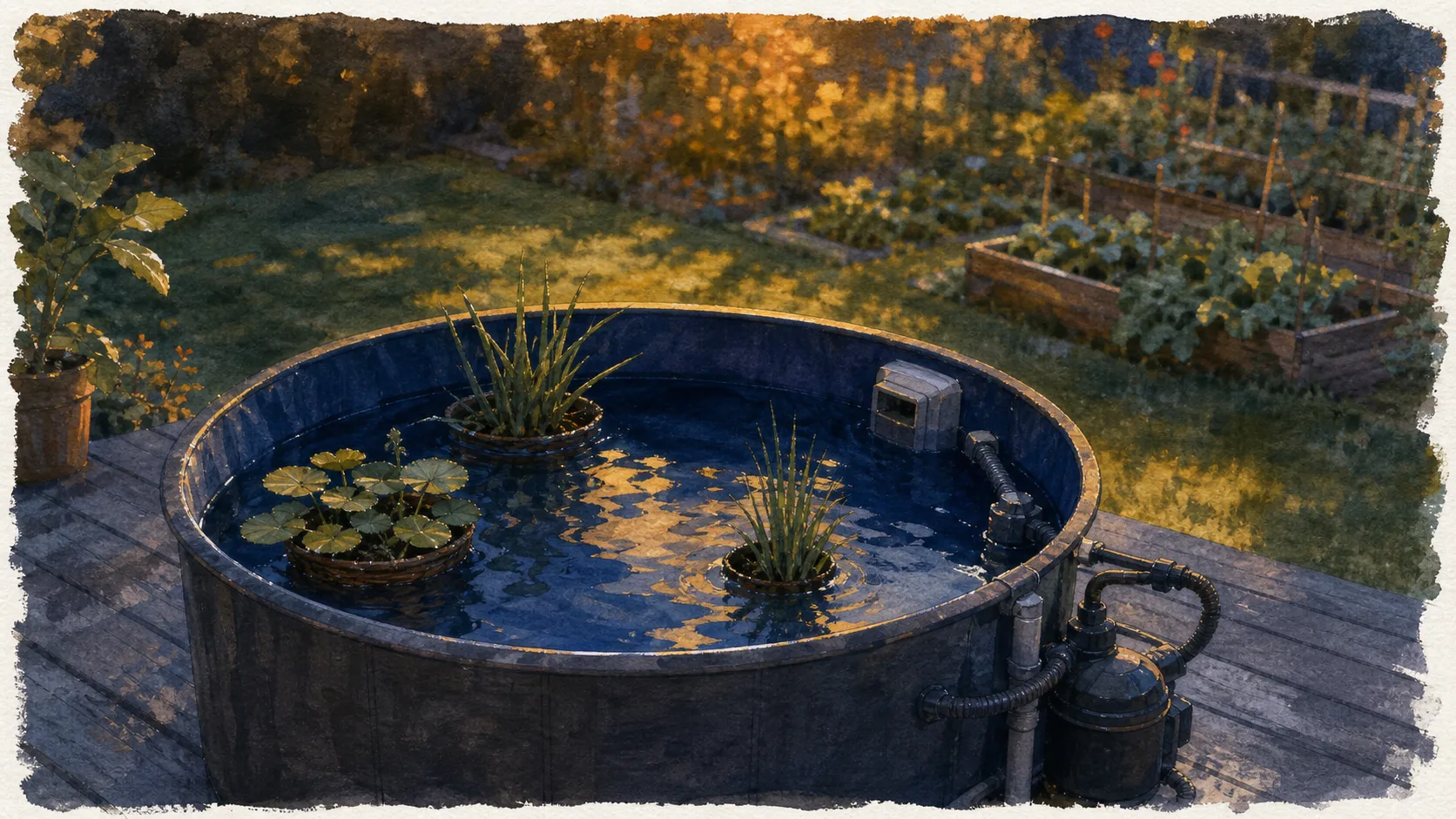 Kit bassin poisson hors sol sur terrasse bois