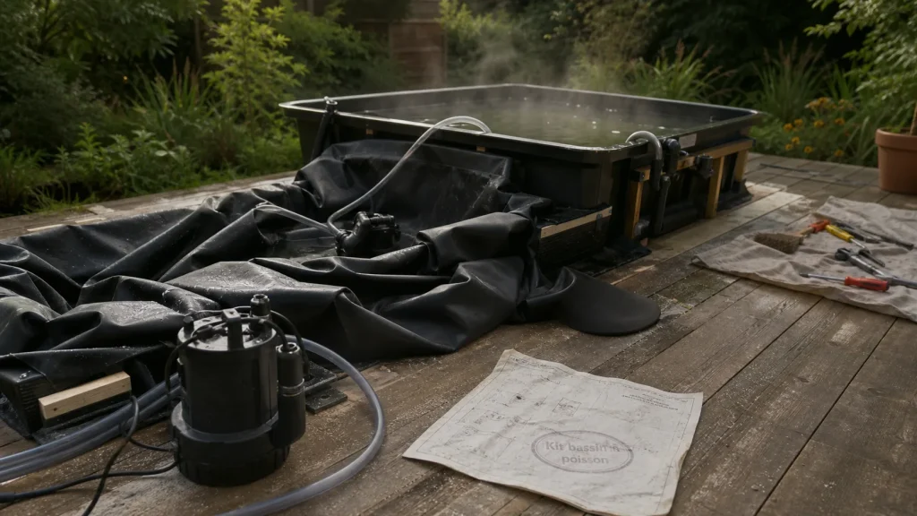 Kit bassin poisson hors sol : liner EPDM et cuve préformée