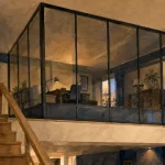 Mezzanine fermée vitrée, séparation sans assombrir la pièce
