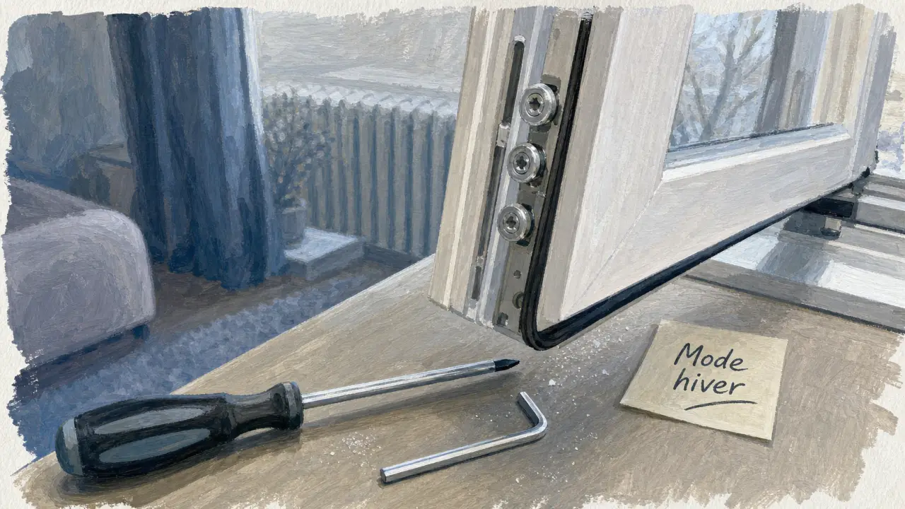 Mode hiver fenetres : réglage des galets sur une fenêtre pour étanchéité