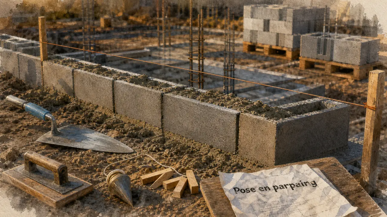 Monter un mur en parpaing : pose en quinconce, fondations et parpaings maçonnés