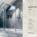 Paroi douche sous pente avec pan coupé et verre 8 mm