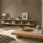 Peinture taupe gris-brun dans un salon contemporain lumineux
