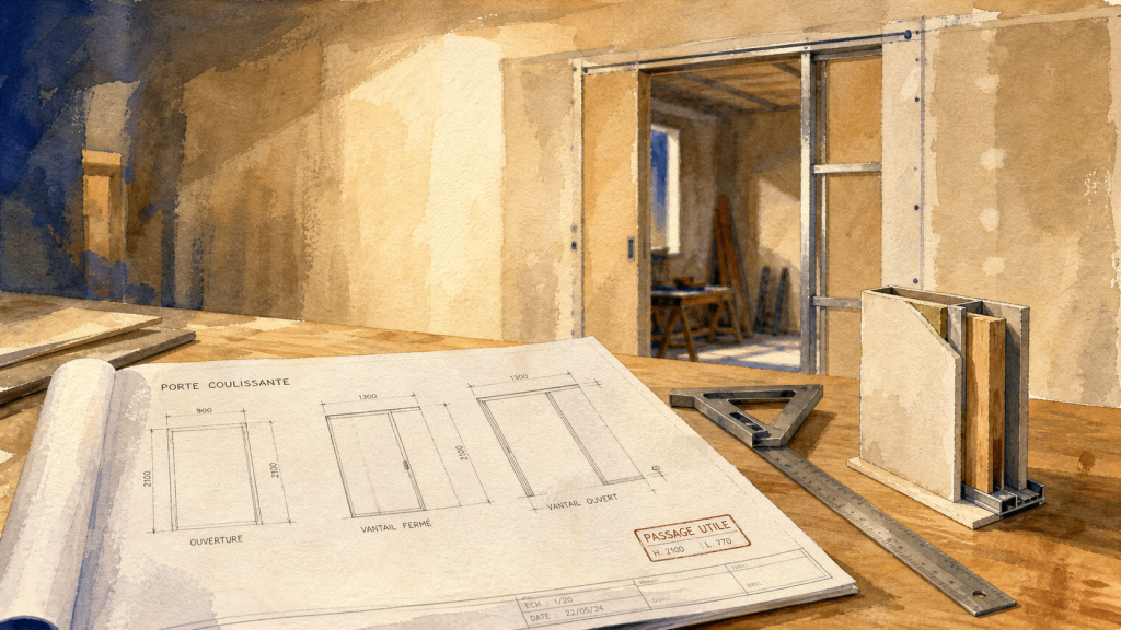 Plan porte coulissante : dimensions et galandage