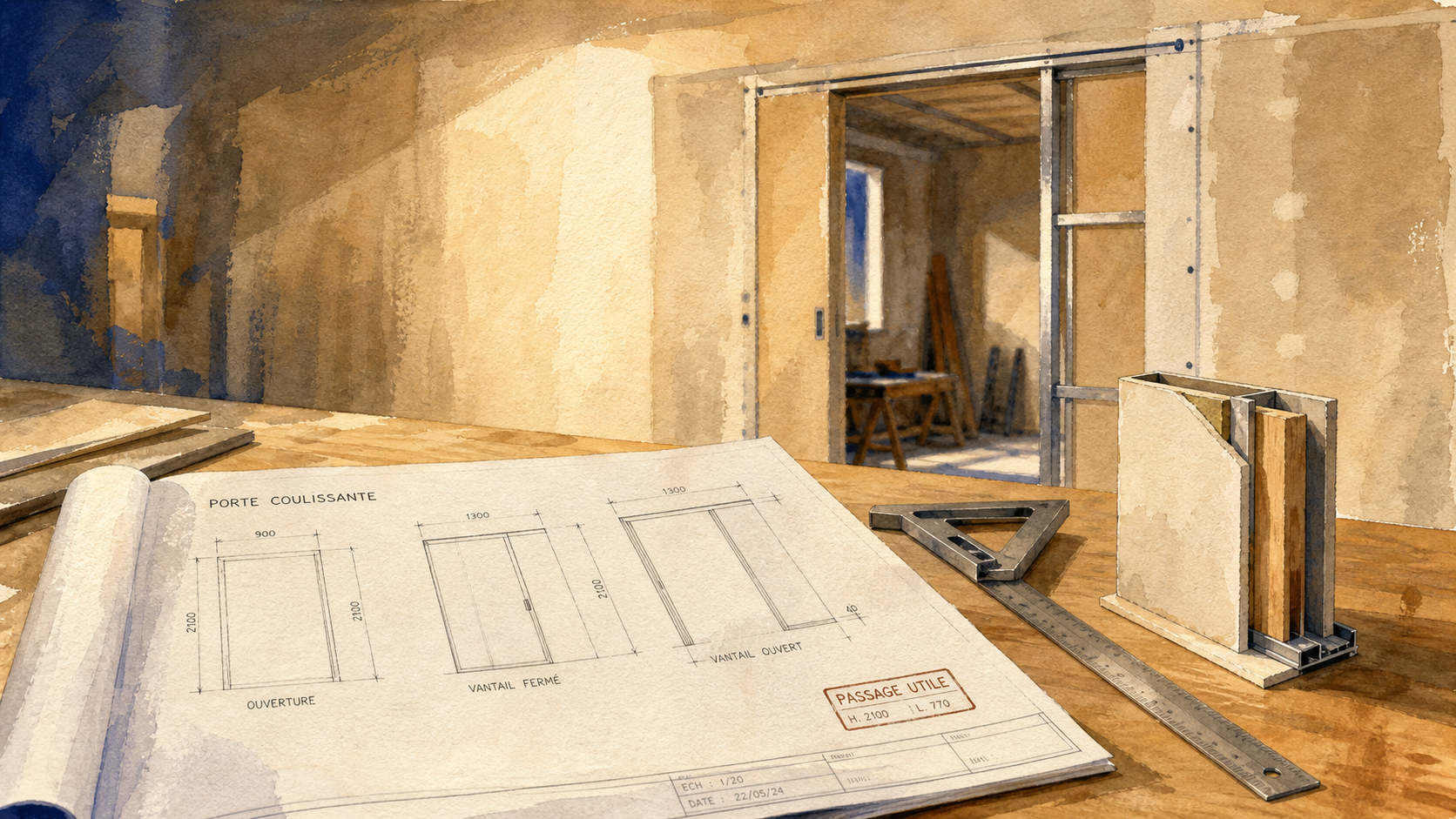 Plan porte coulissante : dimensions et galandage