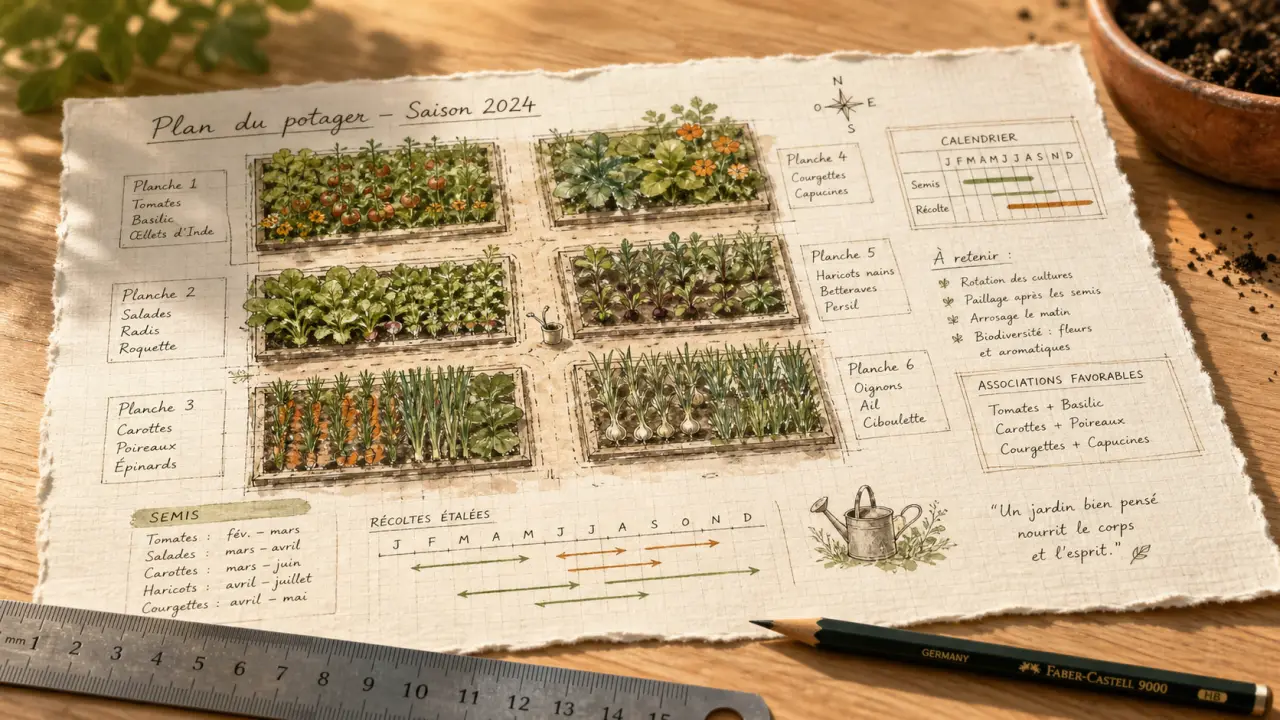 Potager plan : surface, temps et rotations