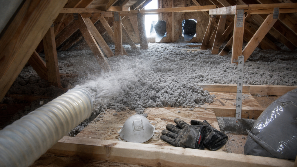 Souffler laine de roche avec machine pneumatique : 33 cm en combles