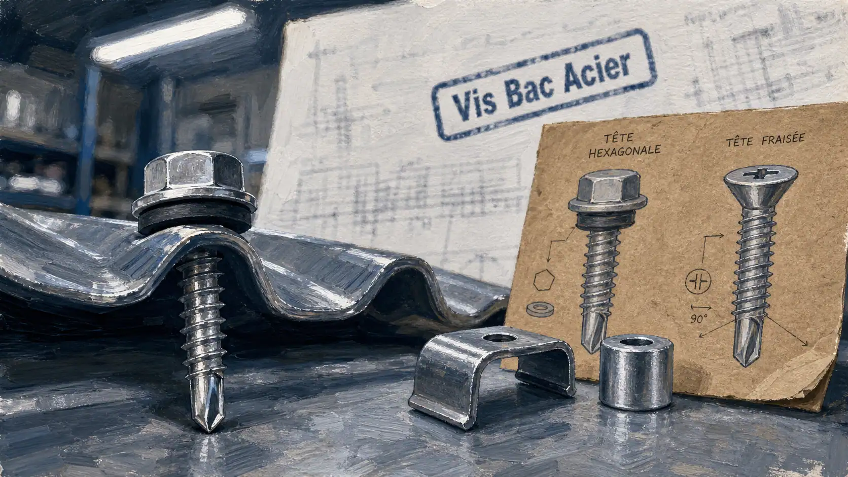 Vis pour tole sur bac acier avec rondelle d’étanchéité