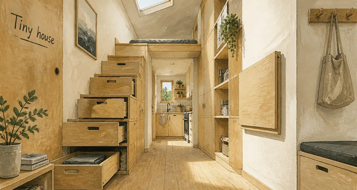 Aménagement tiny house : intérieur optimisé et rangements multifonctionnels