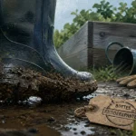 Botte de jardin antidérapante en caoutchouc après pluie, semelle crantée avec boue
