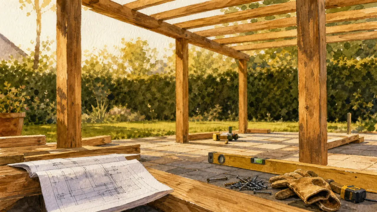 Construire pergola bois : montage sur terrasse, poteaux et poutres