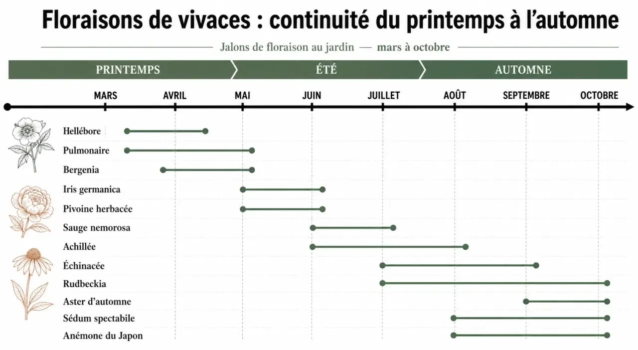 Calendrier fleur vivace longue floraison du printemps à l’automne