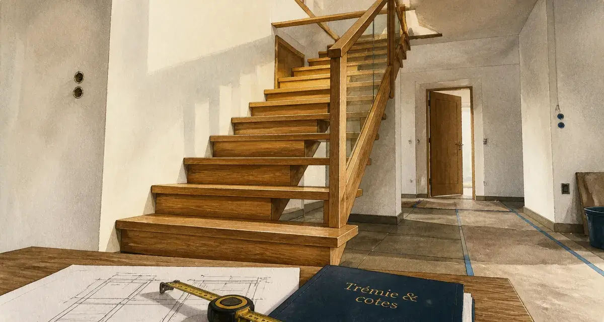 Escaliers sur mesure en bois : trémie visible et finitions bois