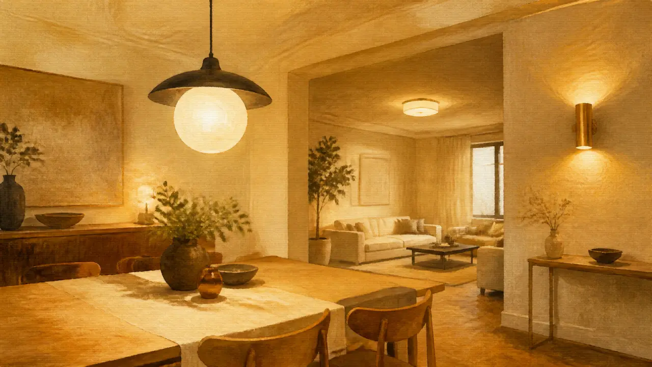 Luminaire design : suspension globe opalin et éclairage chaud 2700K