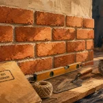 Mur en briquette : parement décoratif en quinconce et outils de pose