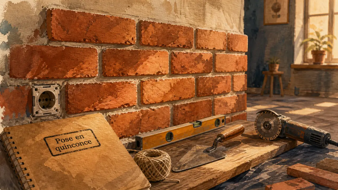 Mur en briquette : parement décoratif en quinconce et outils de pose