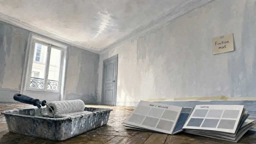 Peinture mur et plafond : mat, satin ou velours, pour quelle pièce, quel support et quel entretien ?