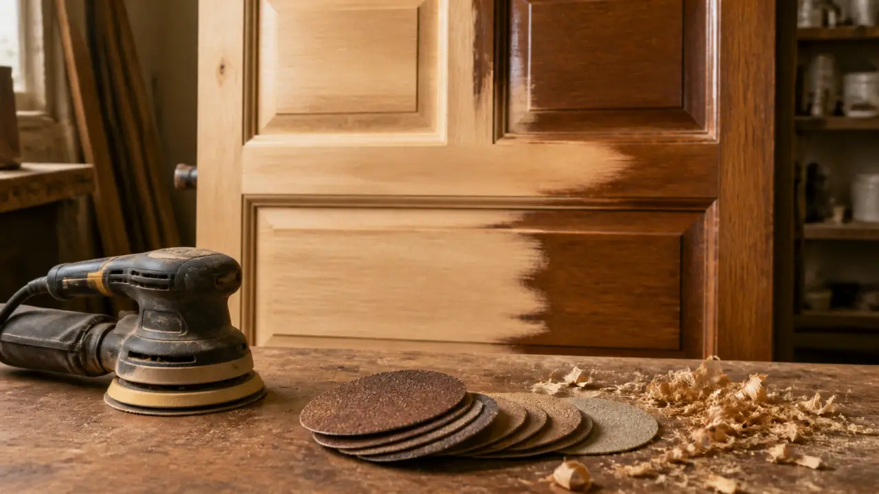 Ponceuse pour le bois évite les traces sur établi d’atelier