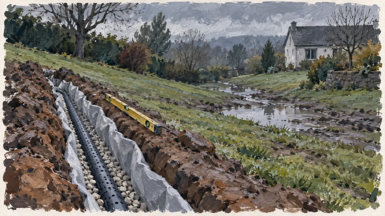Drainage terrain : pente 1% évite l’eau stagnante