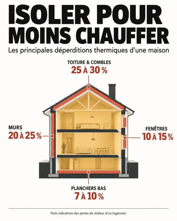 Optimiser l'isolation thermique pour réduire ses factures de chauffage : principales sources de déperdition dans une maison