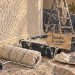 Peinture pour crepis interieur sur mur de crépi, rouleau et bac, finition mate