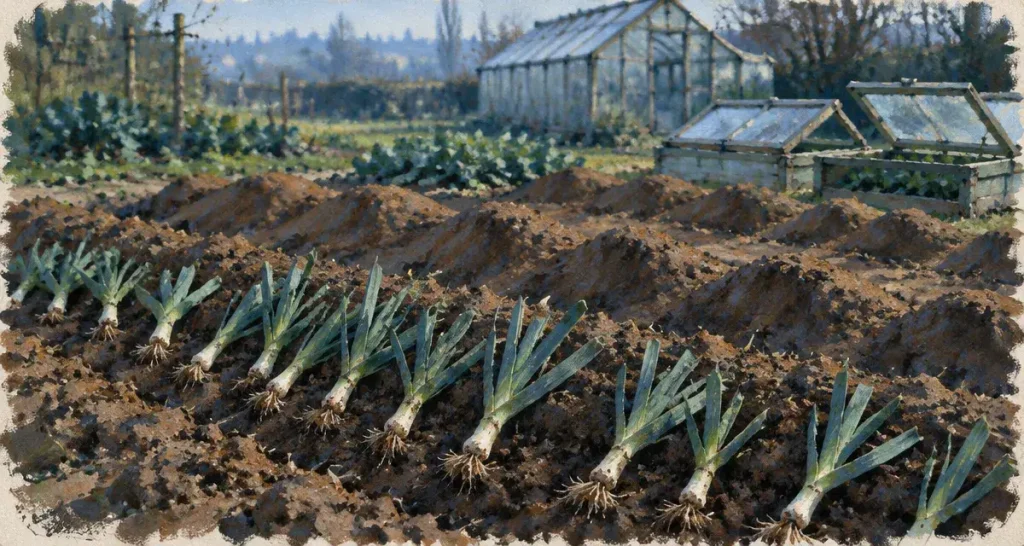 Potager poireau : semer en février, repiquer au crayon, butter pour un fût bien blanc